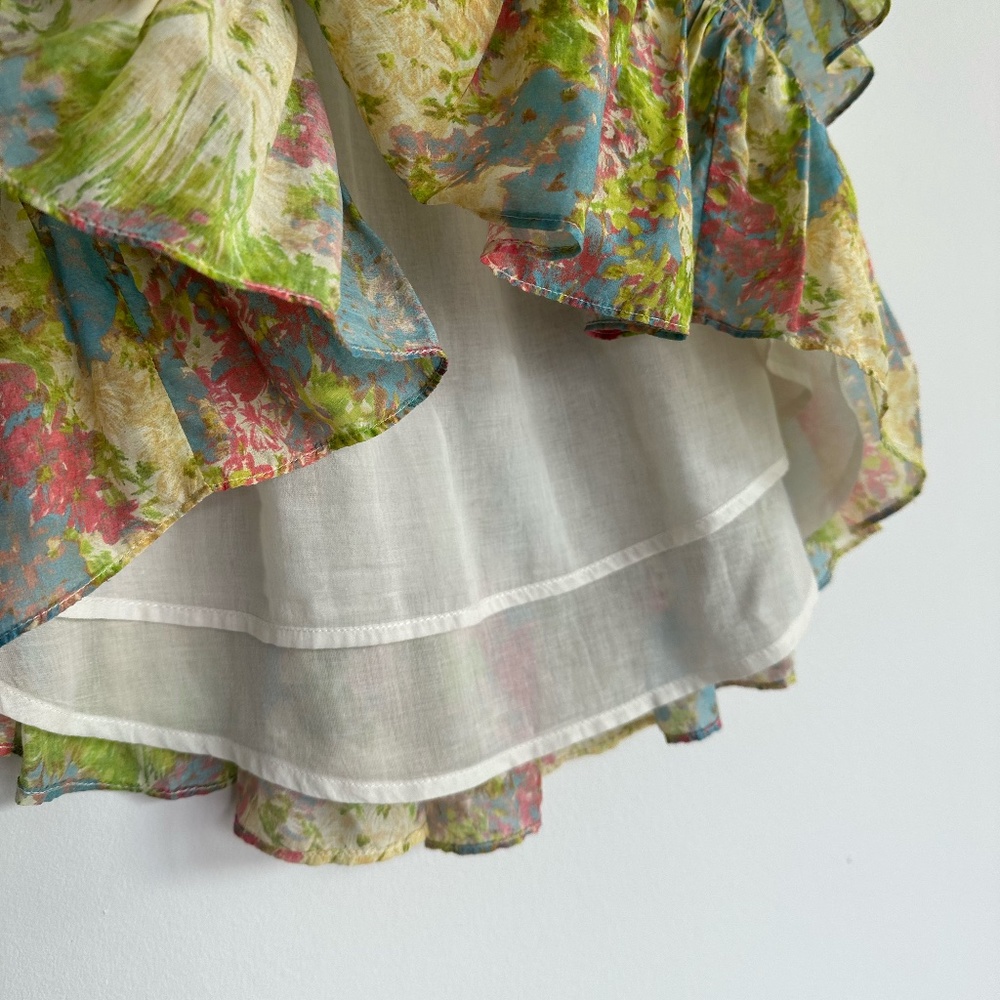 LoveShackFancy Ruffle Mini Skirt in Pastel Fields - Picture 4 of 9